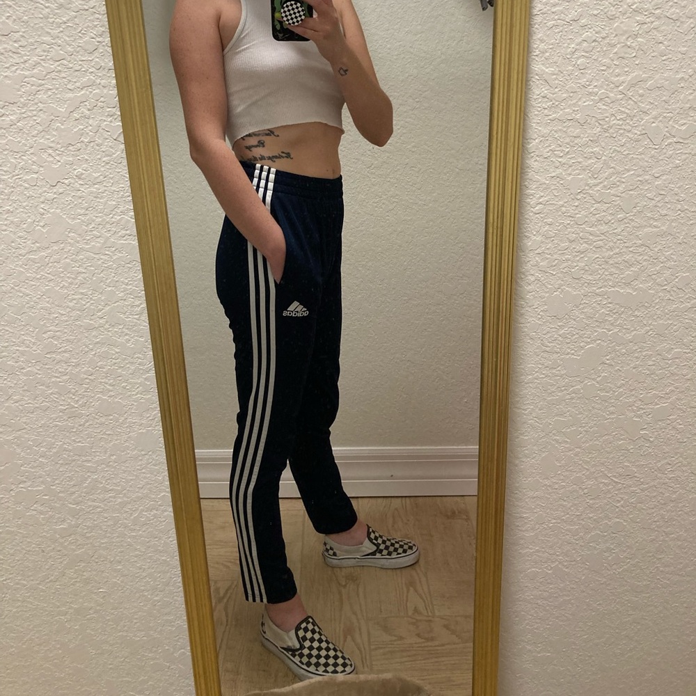 Navy adidas track pants